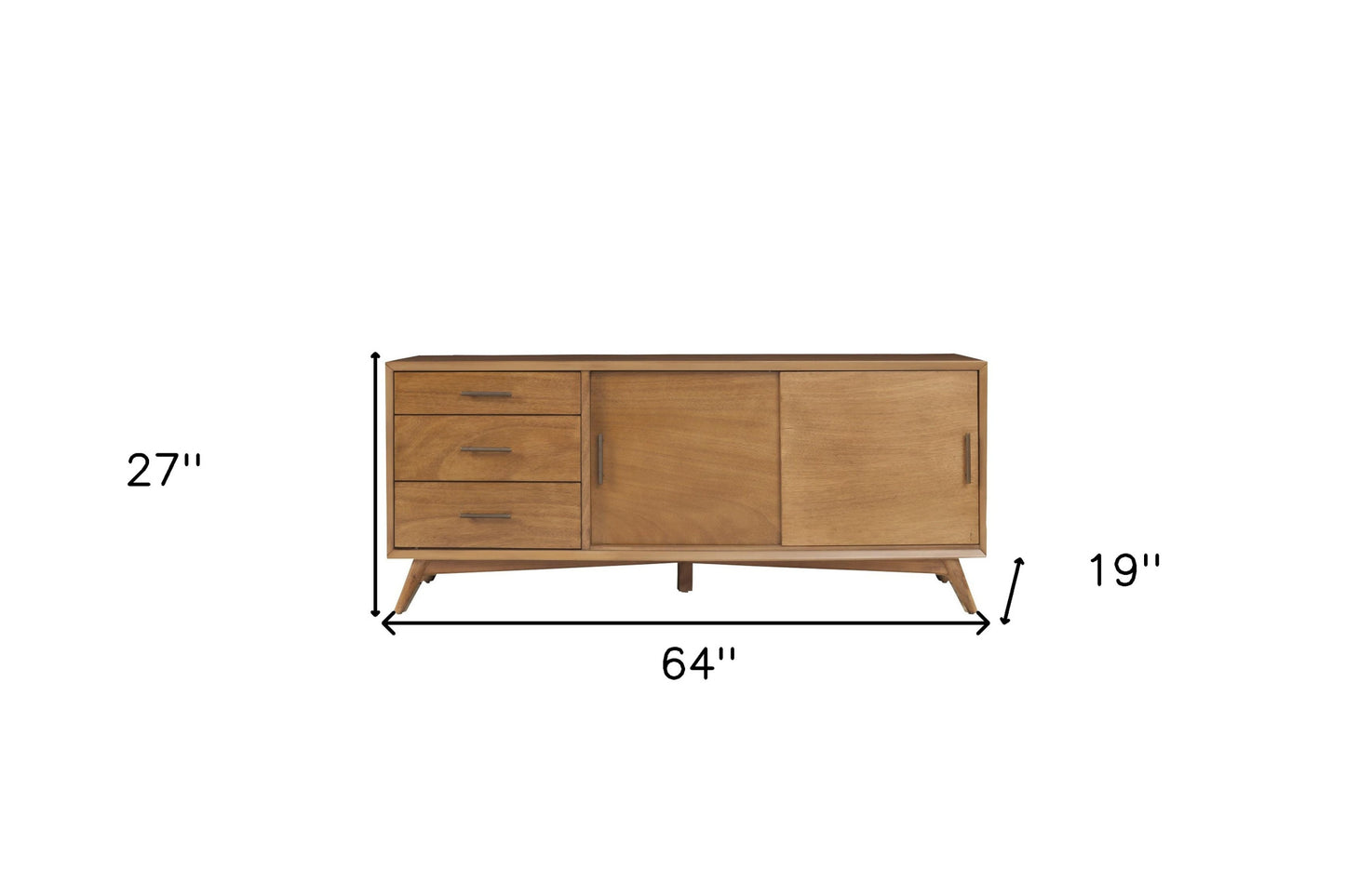 64" Brown TV Stand with Drawers and Sliding Door