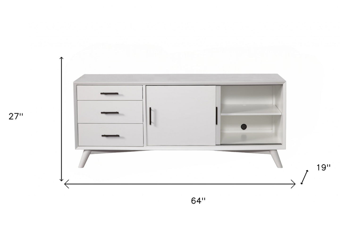 64" White Mahogany Solids Okoume And Veneer Open Shelving TV Stand