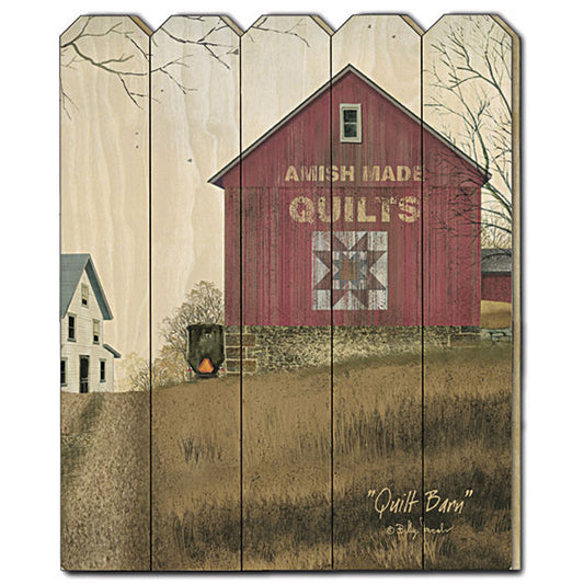 Rustic Amish Quilt Barn 1 Wood Picket Fence Wall Art