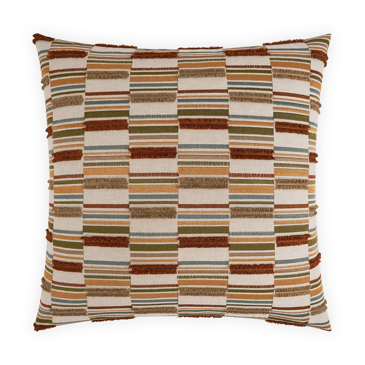 D.V. KAP HOME   24" x 24" Aptitude Pillow - Spice Embroidery, Geometric, Global    - 4051-S-2424