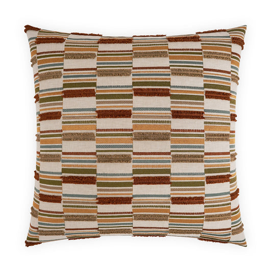 D.V. KAP HOME   24" x 24" Aptitude Pillow - Spice Embroidery, Geometric, Global    - 4051-S-2424