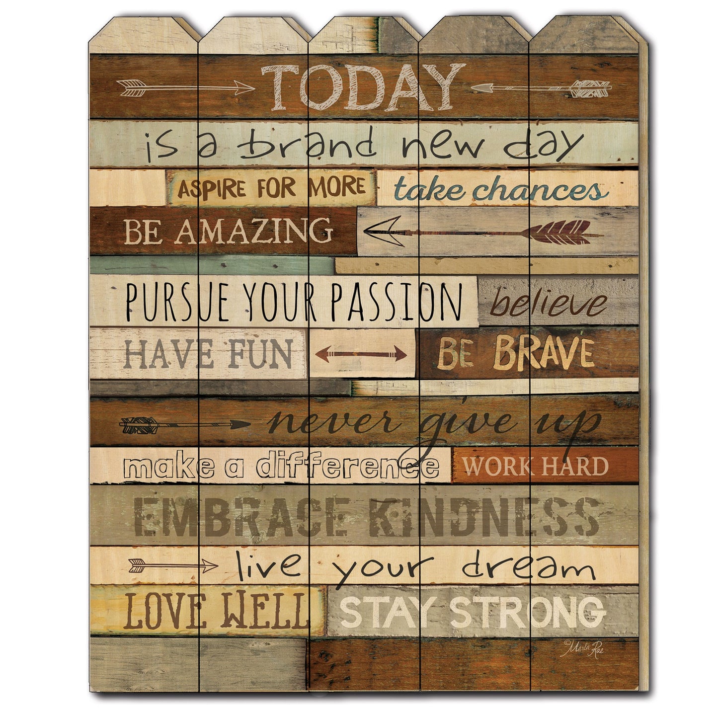 Today Is A Brand New Day Unframed Picket Fence Wall Art