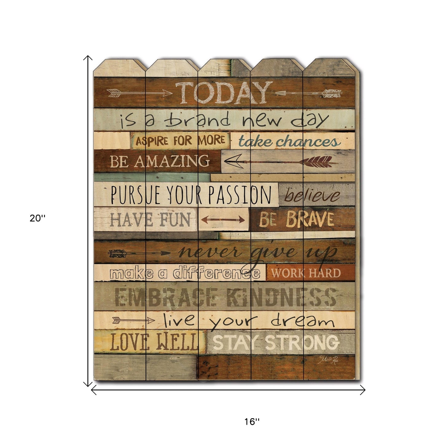 Today Is A Brand New Day Unframed Picket Fence Wall Art