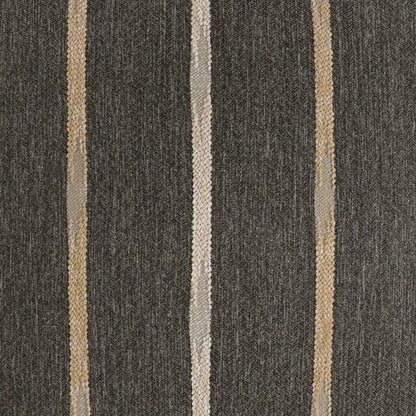 Pillow with graphite stripes on dark charcoal background; textured ribbed weave; 24 x 24 inches.