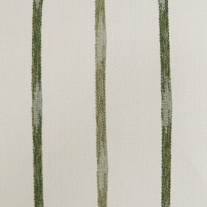 Beige pillow with vertical olive-green moss stripes and woven texture.