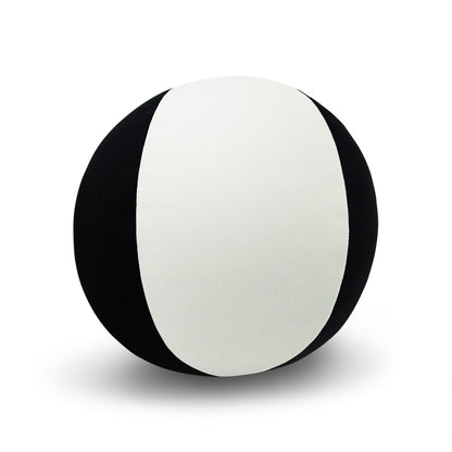 Black color-block throw pillow with a white central vertical stripe.