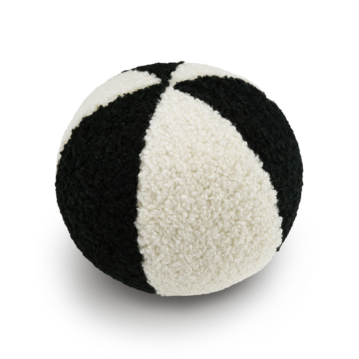 12x12 inch ivory and jet faux fur pillow with soft, plush texture.