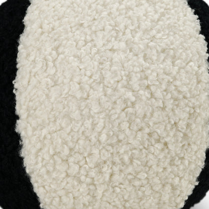 Ivory and jet faux fur pillow with fluffy texture; 12" x 12
