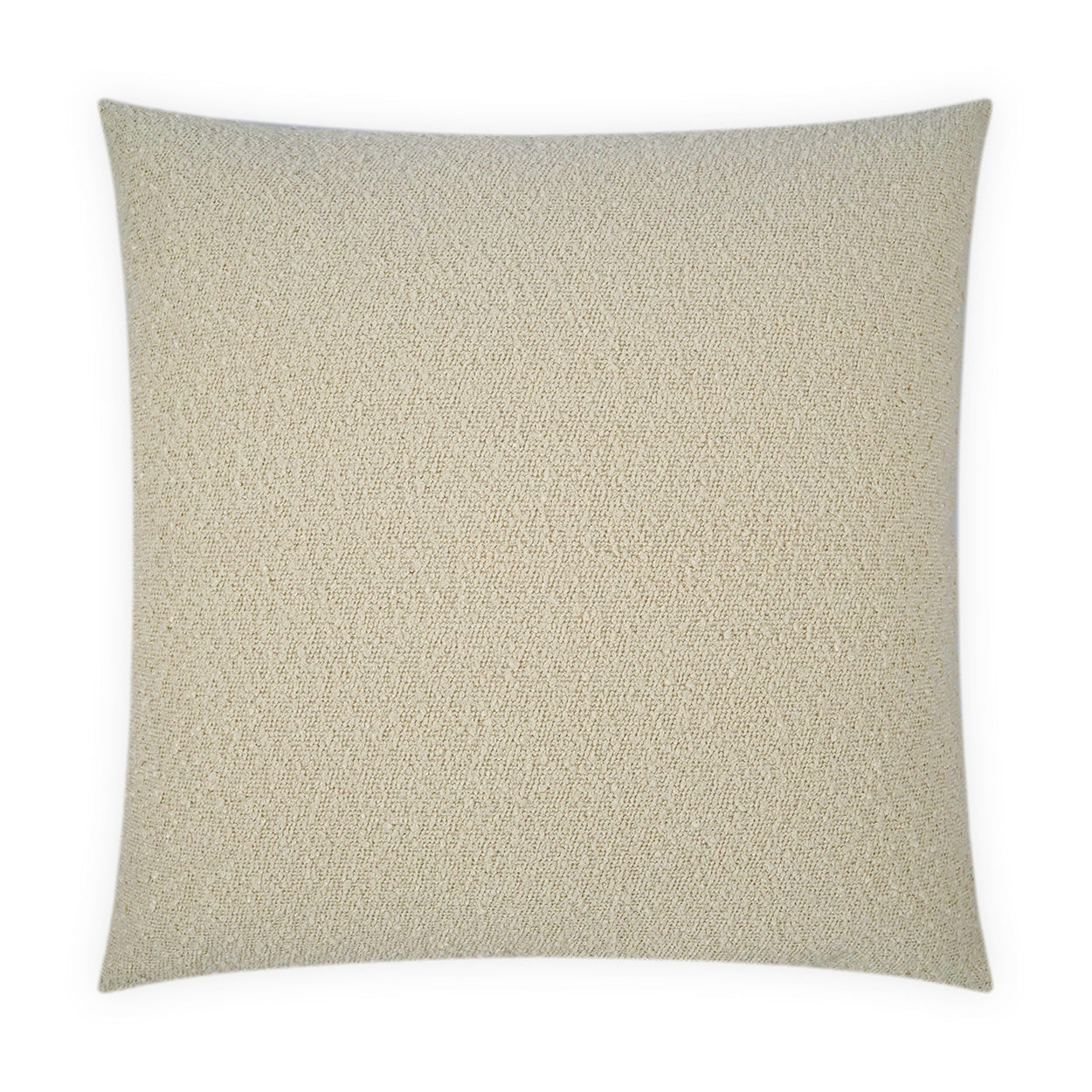 Square beige linen textured throw pillow, 24 x 24, for couch or bed decor.