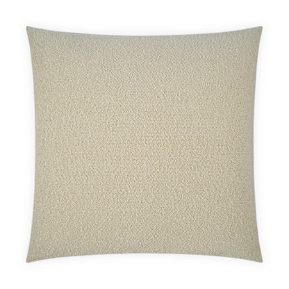 Square beige linen textured throw pillow, 24 x 24, for couch or bed decor.