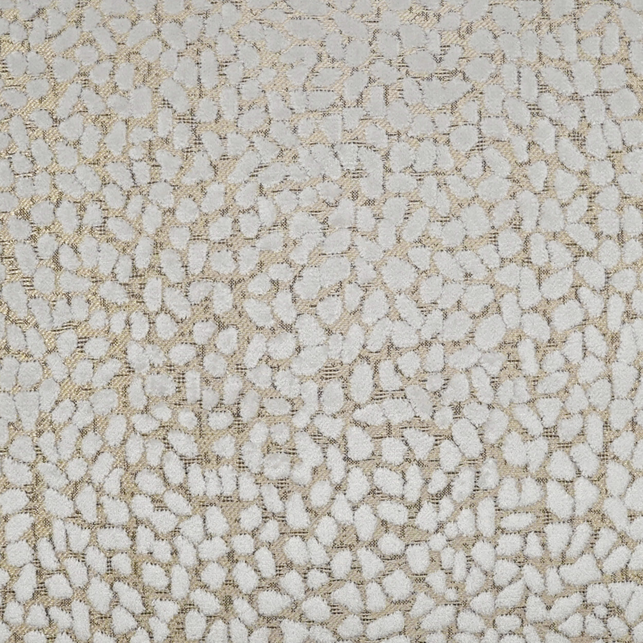 Beige woven fabric featuring an irregular white pebble texture, soft and neutral with a subtle tweed look.