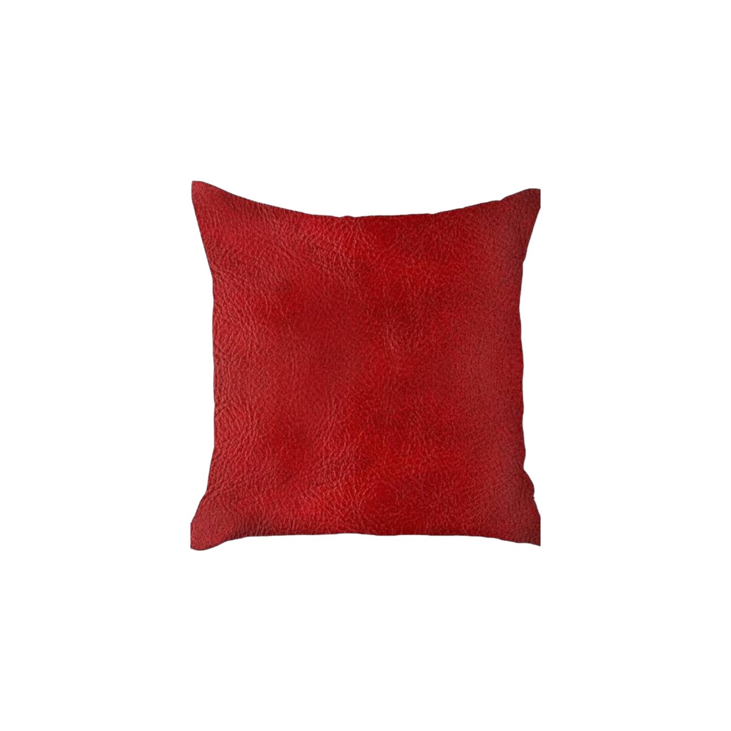 17 X 17 Red Solid Color Handmade Faux Leather Throw Pillow