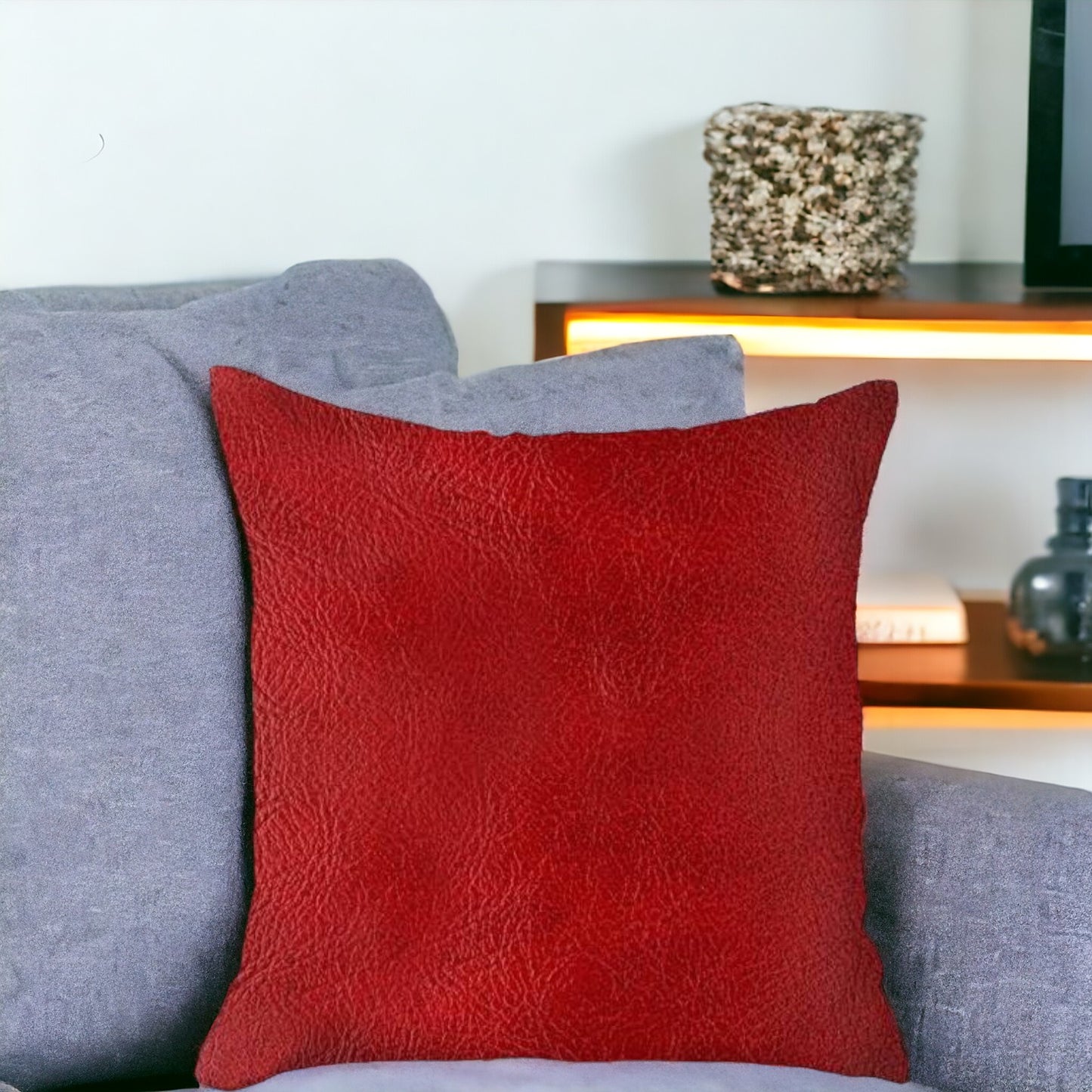 Decorative Vegan Faux Leather Throw Pillow