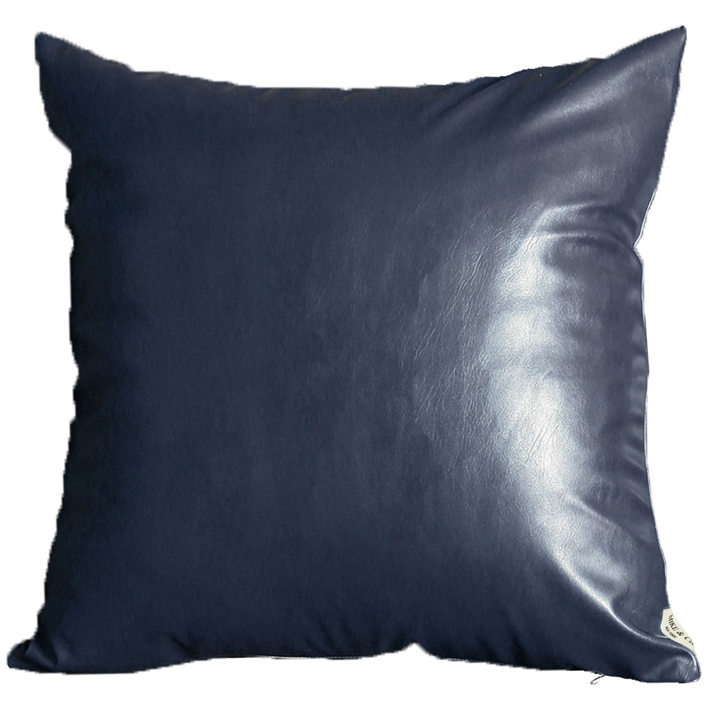 Set Of Two 17" X 17" Navy Blue Faux Leather Zippered Pillow