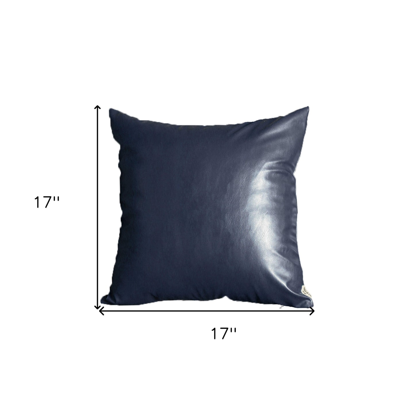 Set Of Two 17" X 17" Navy Blue Faux Leather Zippered Pillow