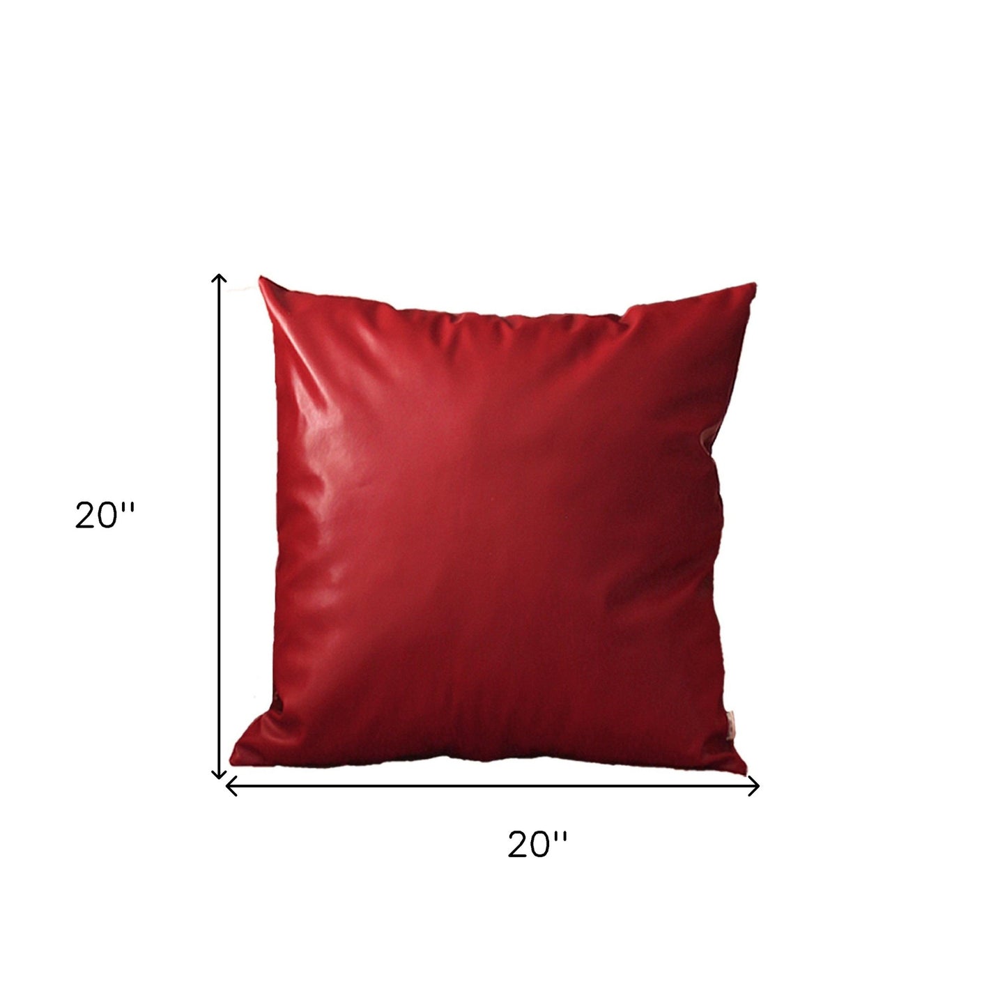 Set Of Two 20" X 20" Red Faux Leather Zippered Pillow