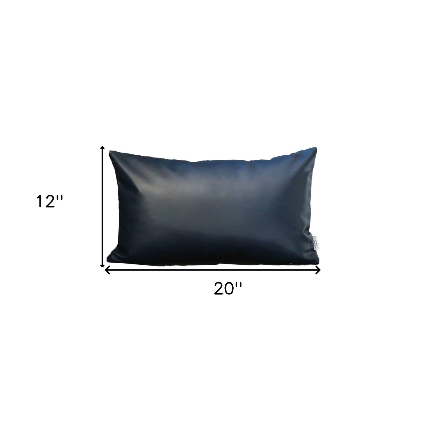 Set Of Four 12" X 20" Navy Blue Faux Leather Zippered Pillow Cover