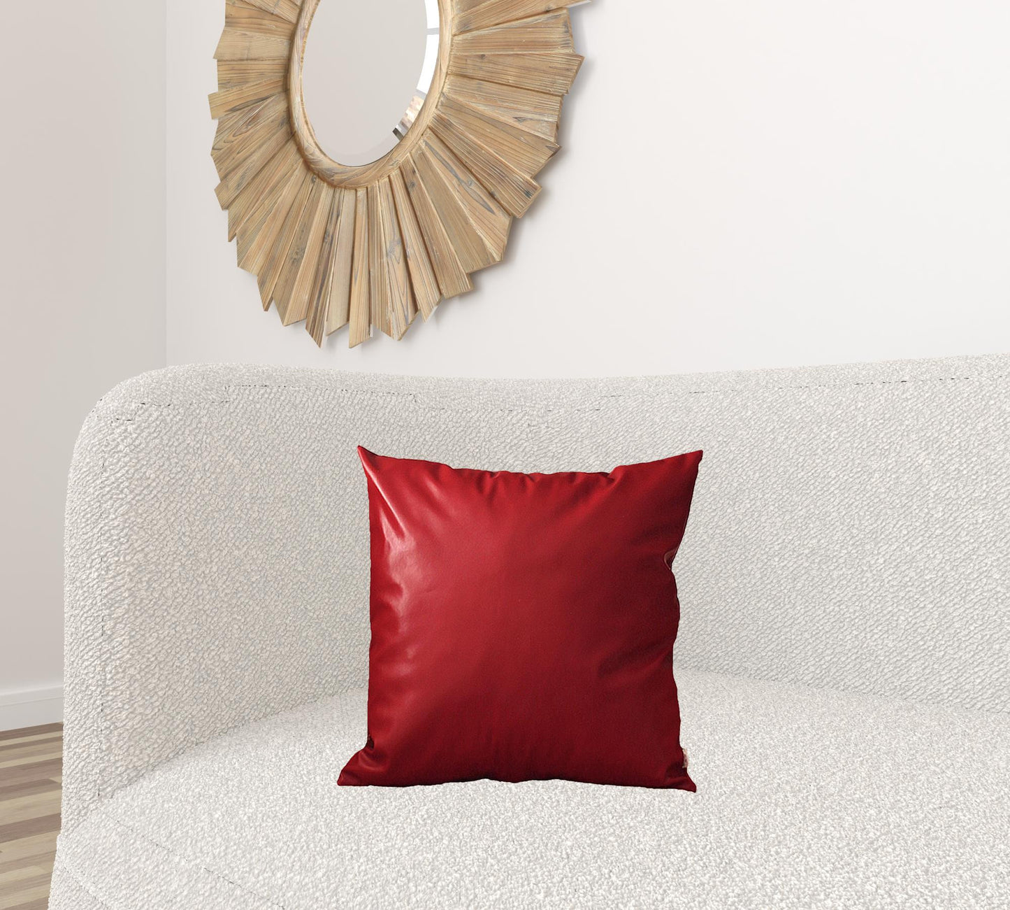 Set Of Four 18" X 18" Red Faux Leather Zippered Pillow Cover