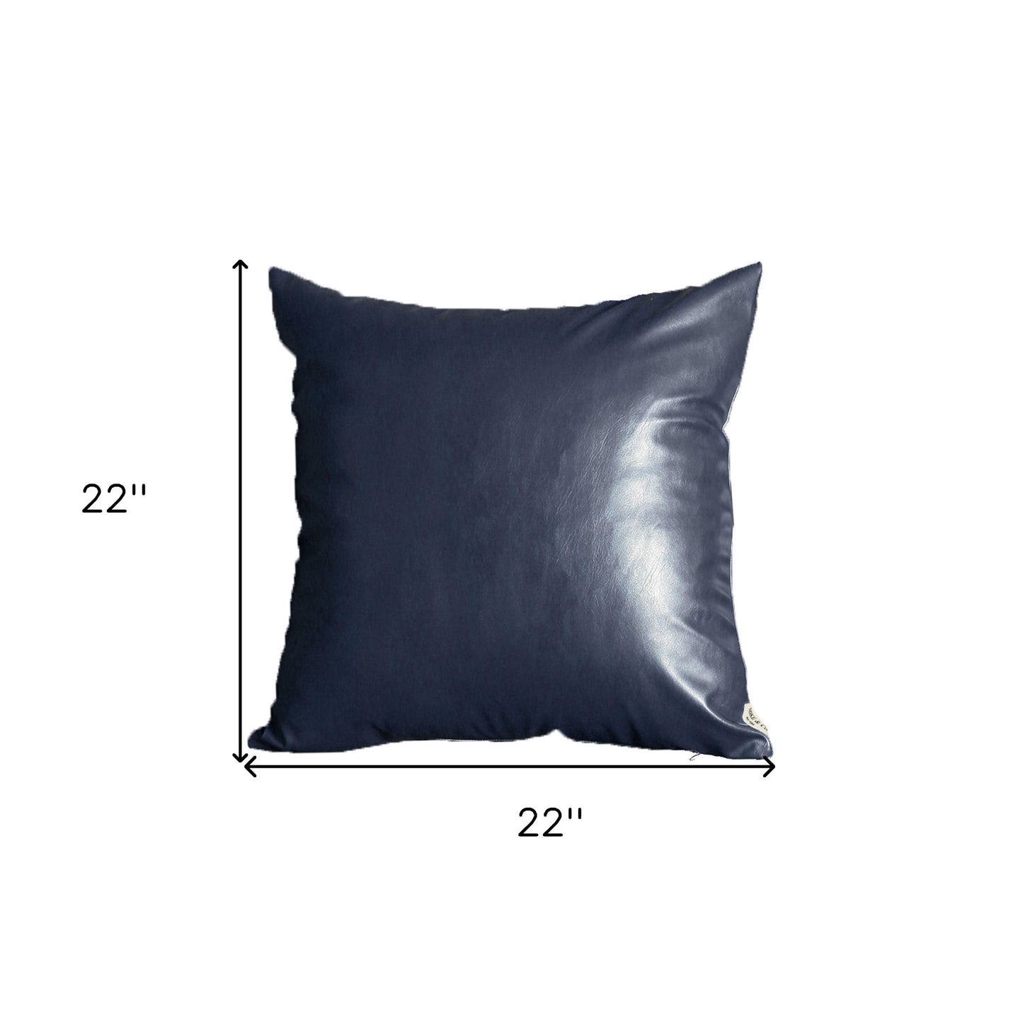 Set Of Four 22" X 22" Navy Blue Faux Leather Zippered Pillow Cover