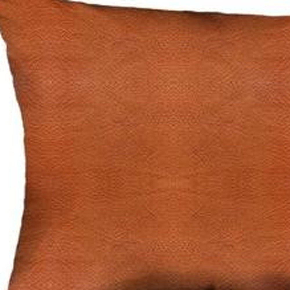 12" X 20" Brown Solid Color Handmade Faux Leather Lumbar Pillow Cover