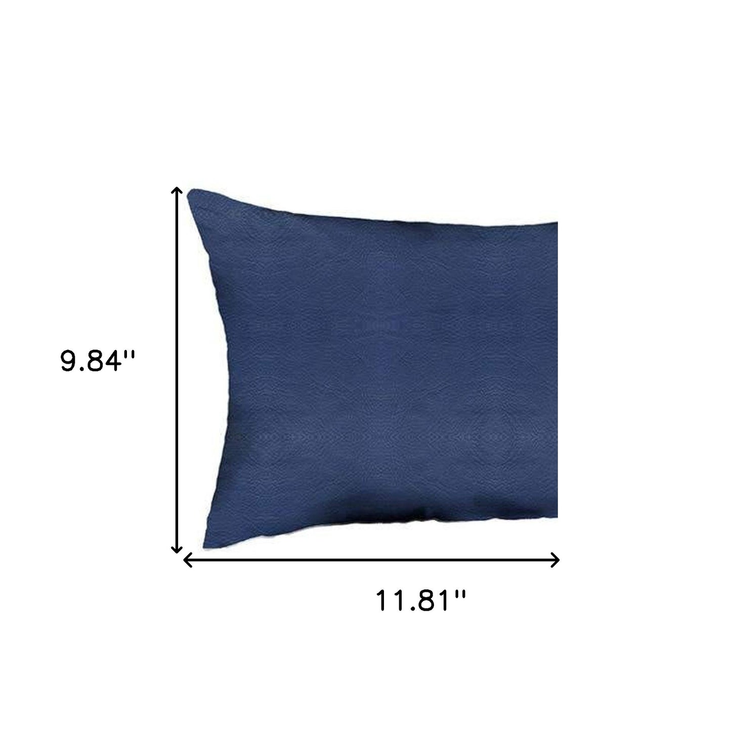 Set Of Two 12" X 20" Navy Blue Solid Color Handmade Faux Leather Lumbar Pillow Cover