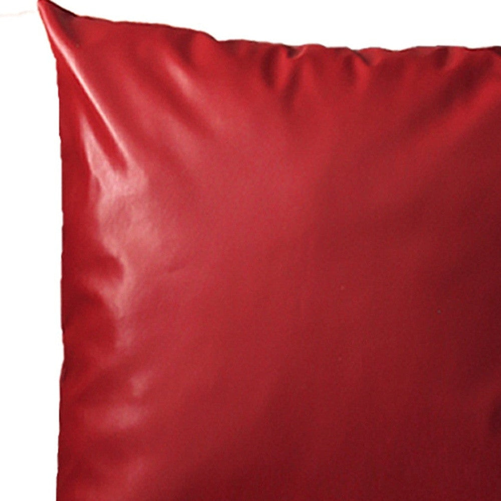 Set Of Two 18" X 18" Red Faux Leather Zippered Pillow Cover