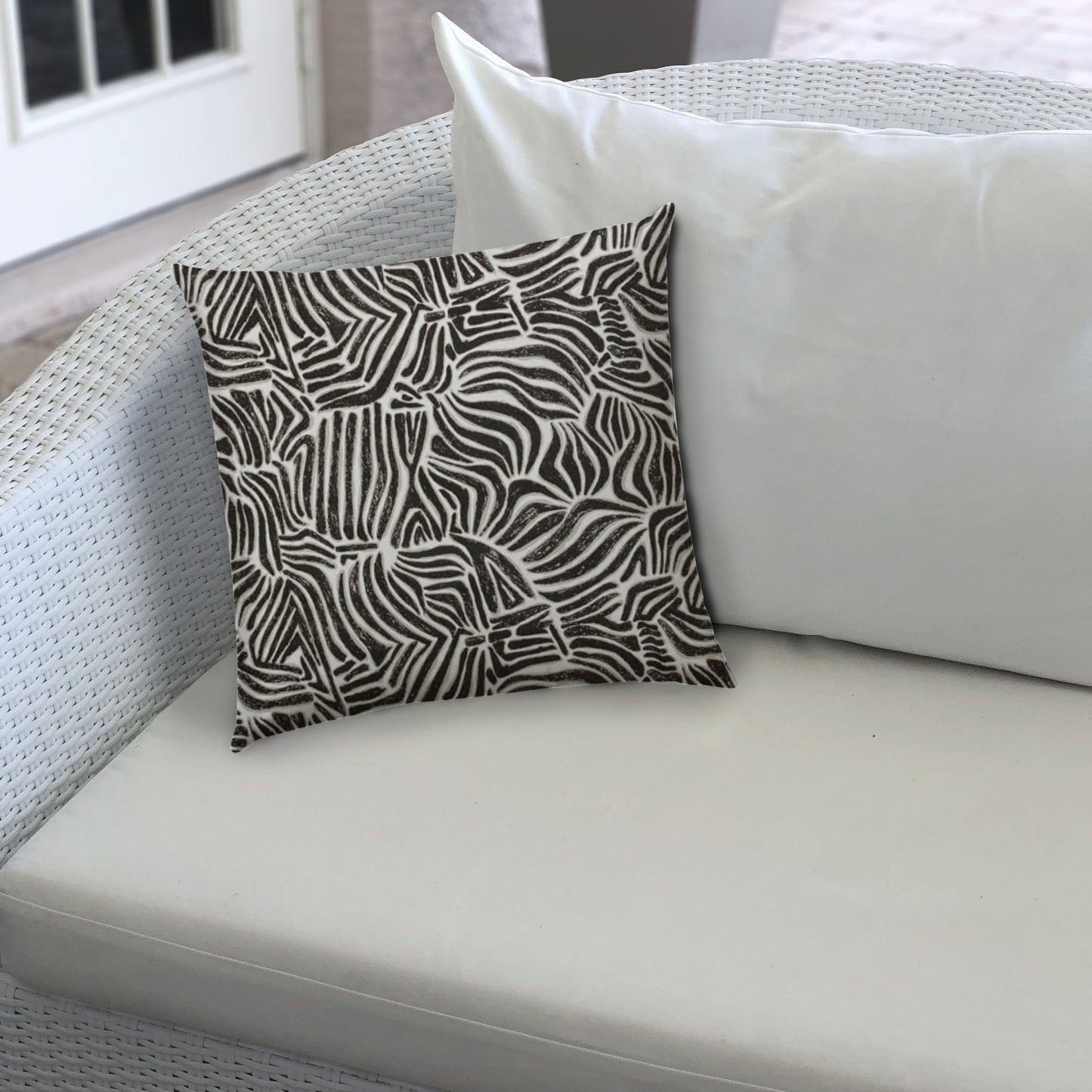 14" X 20" Black And White Safari Animals Blown Seam Animal Print Lumbar Indoor Outdoor Pillow