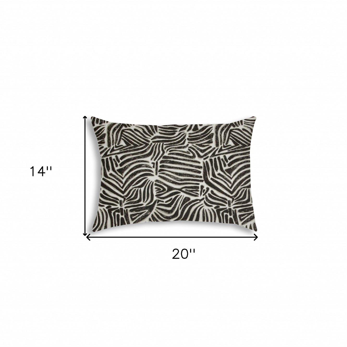 14" X 20" Black And White Safari Animals Blown Seam Animal Print Lumbar Indoor Outdoor Pillow