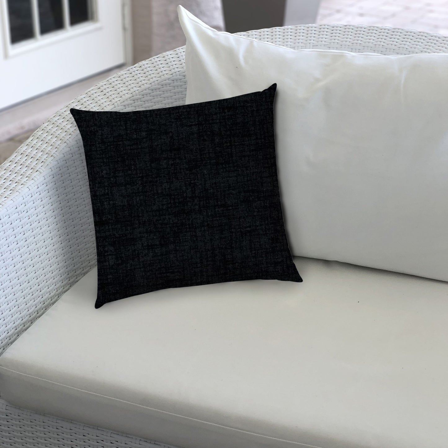 17" Black Indoor Outdoor Throw Pillow