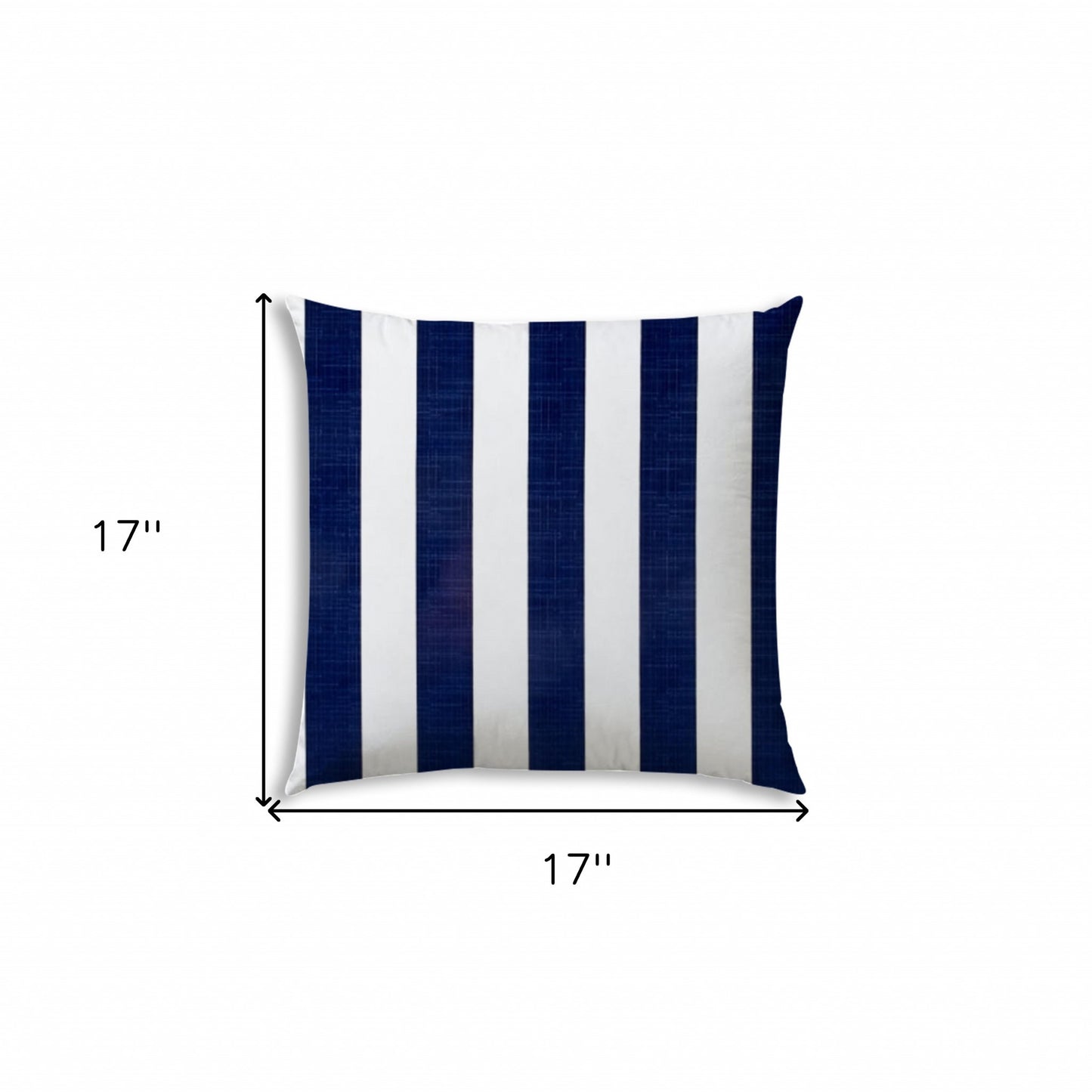 17" X 17" Navy Blue And White Blown Seam Striped Lumbar Indoor Outdoor Pillow