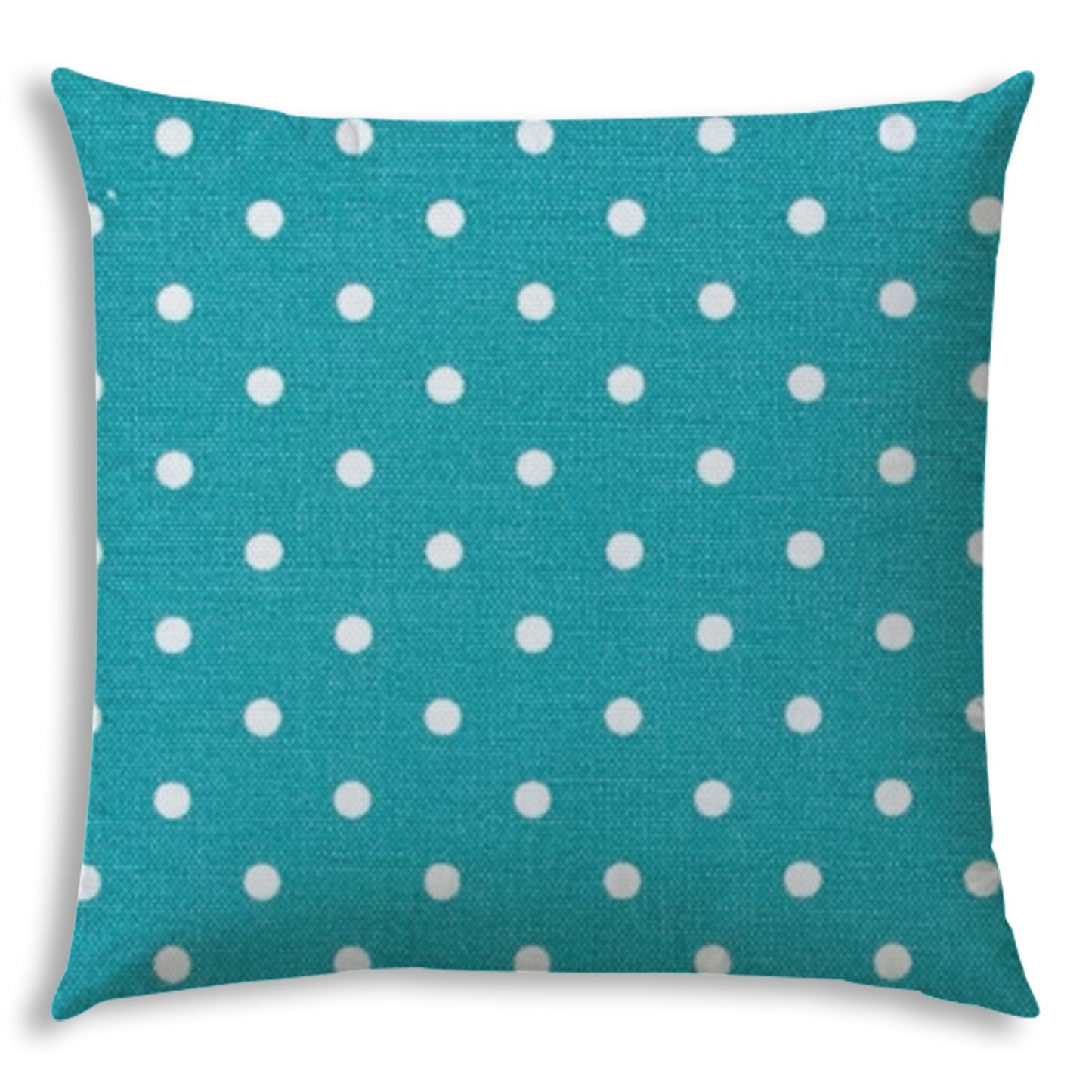 17" X 17" Turquoise Blown Seam Polka Dots Lumbar Indoor Outdoor Pillow