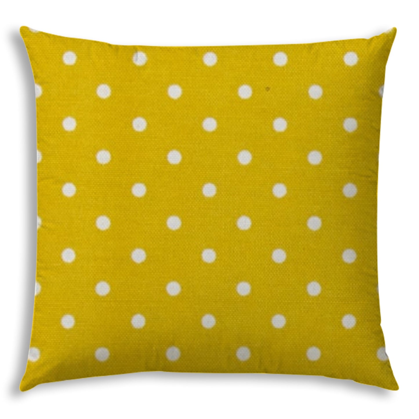 17" X 17" White And Yellow Blown Seam Polka Dots Lumbar Indoor Outdoor Pillow