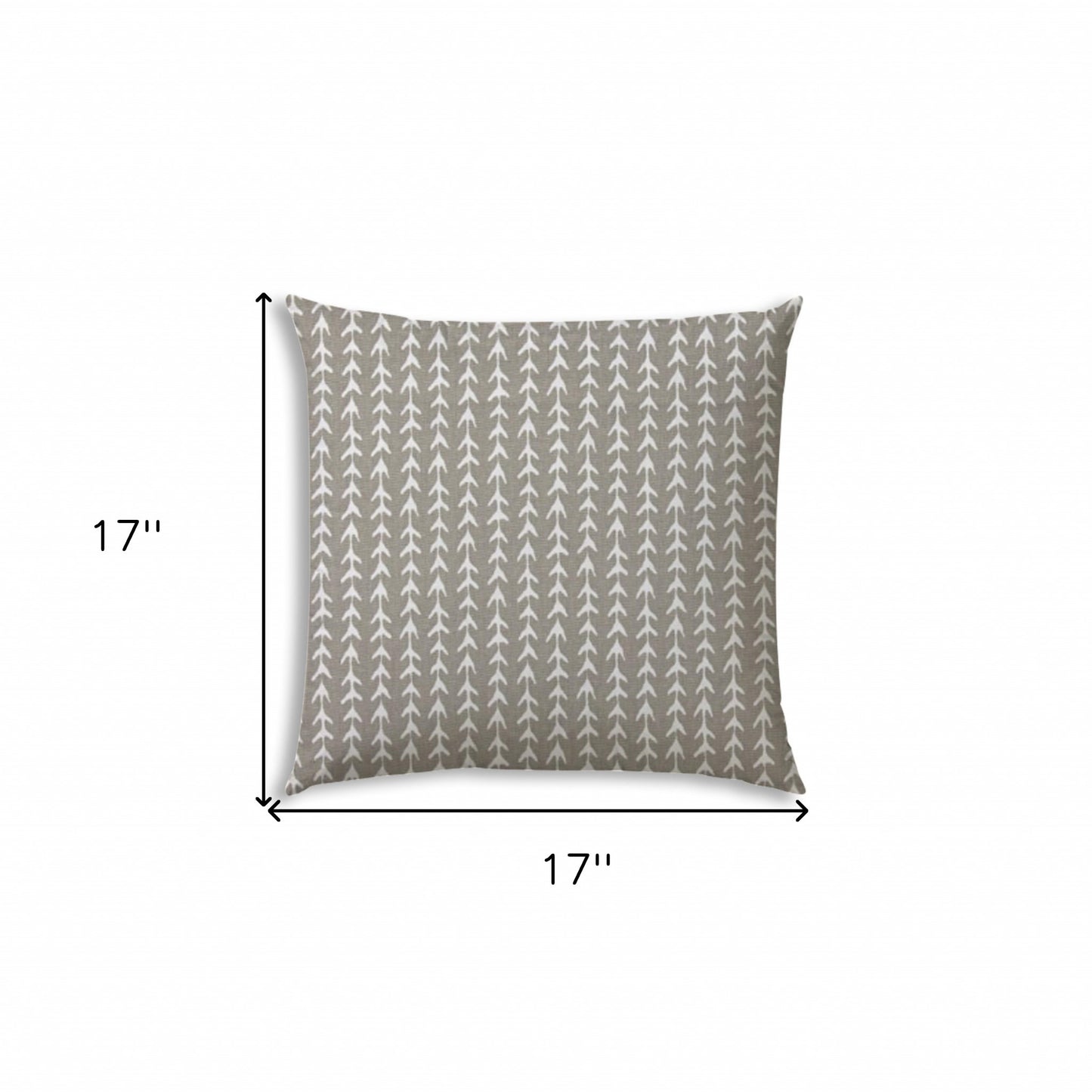 17" X 17" Taupe And White Blown Seam Geometric Lumbar Indoor Outdoor Pillow