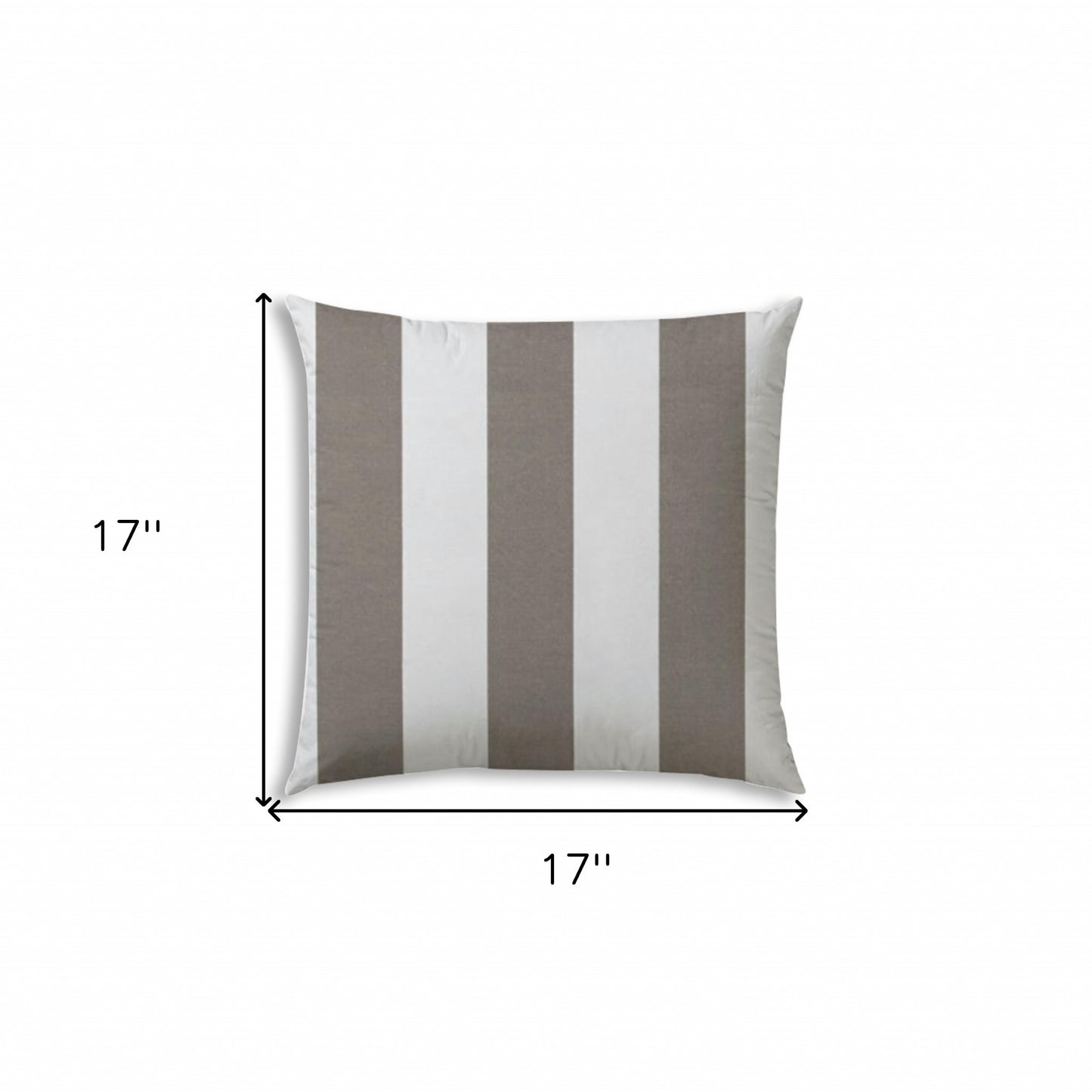 17" X 17" Taupe And Ivory Blown Seam Striped Lumbar Indoor Outdoor Pillow