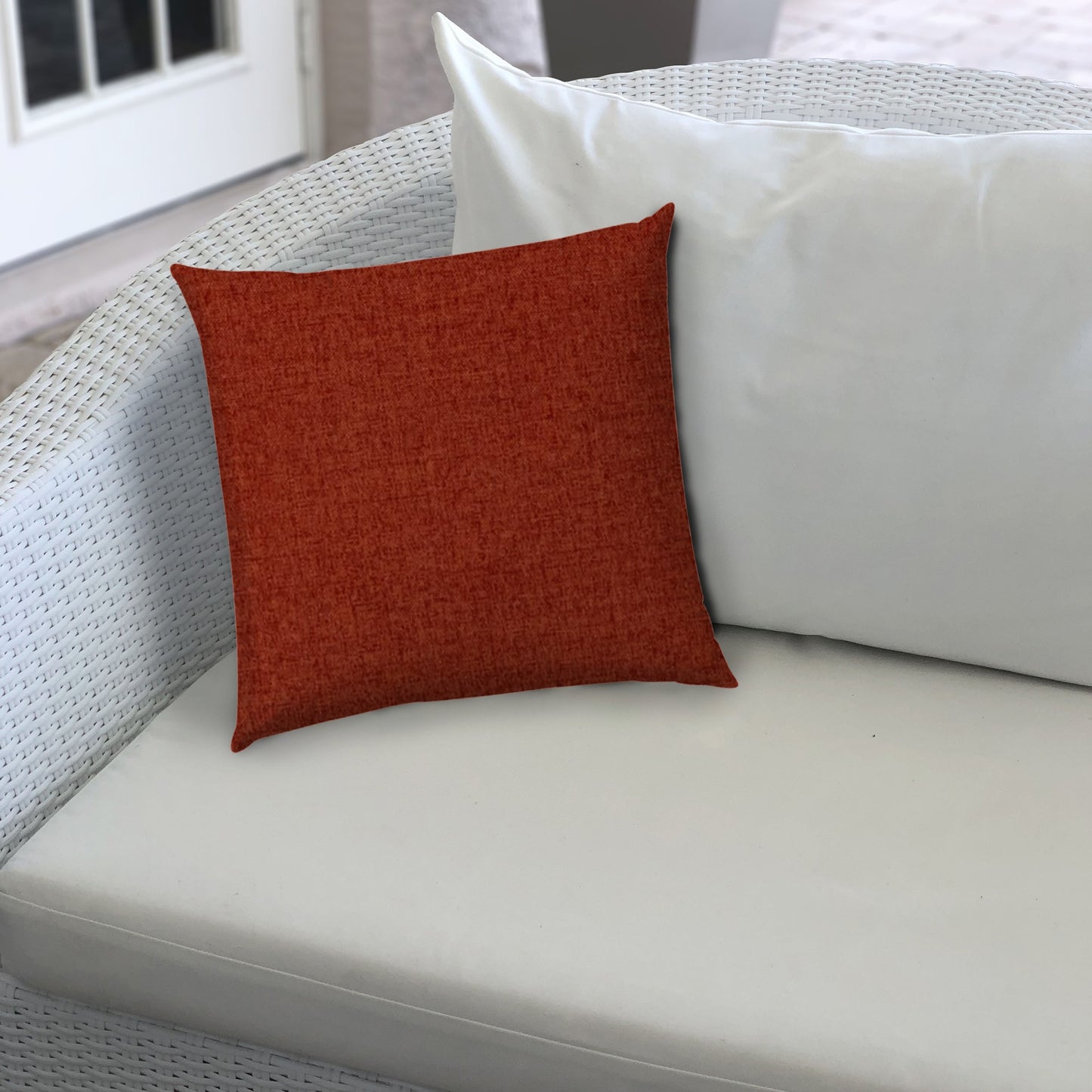 17" X 17" Brick And Red Blown Seam Solid Color Lumbar Indoor Outdoor Pillow