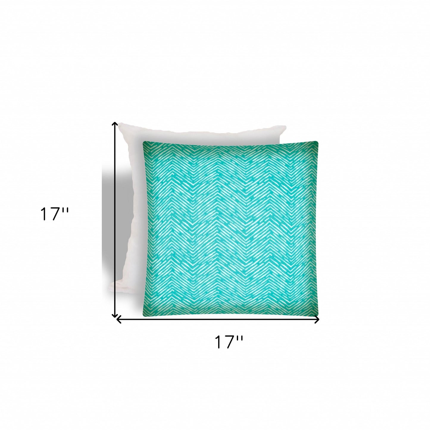 17" X 17" Turquoise And White Zippered Zigzag Throw Indoor Outdoor Pillow