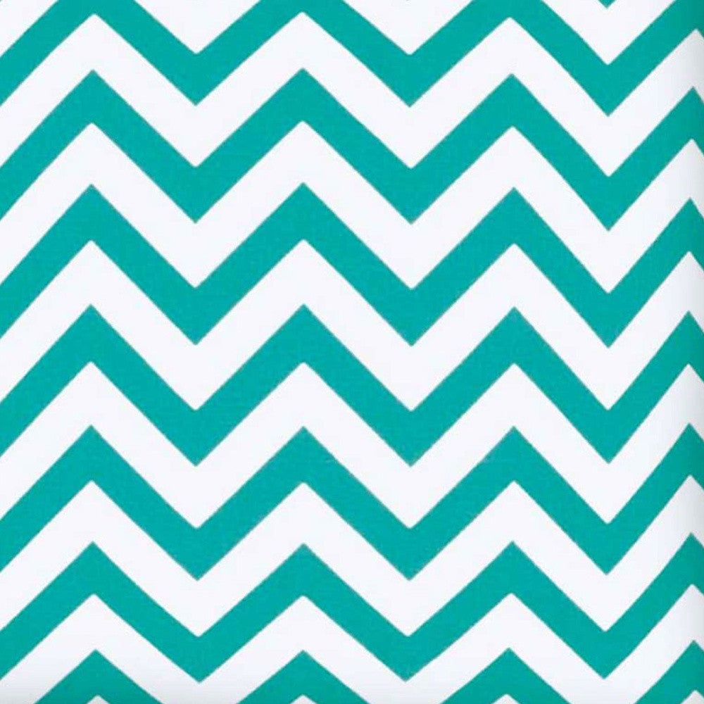 17" X 17" Turquoise And White Zippered Zigzag Throw Indoor Outdoor Pillow