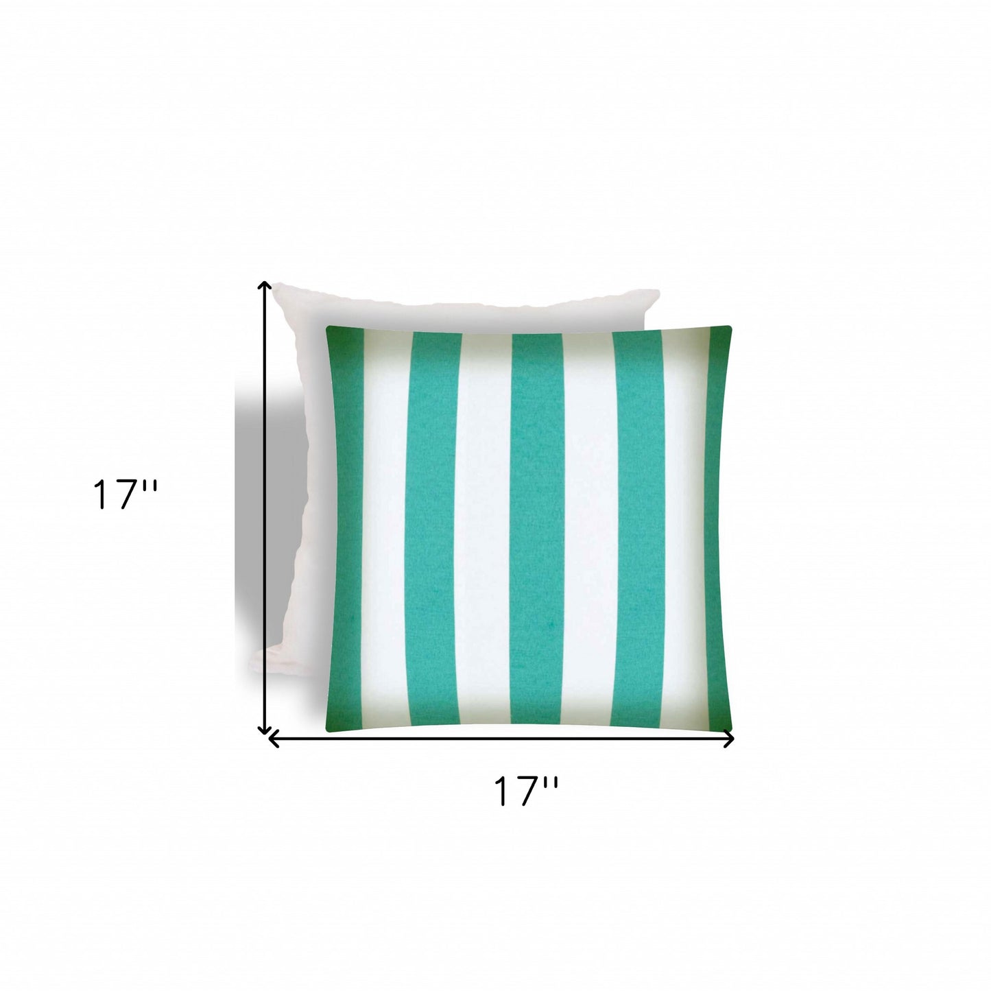 17" X 17" Turquoise And White Zippered Striped Throw Indoor Outdoor Pillow