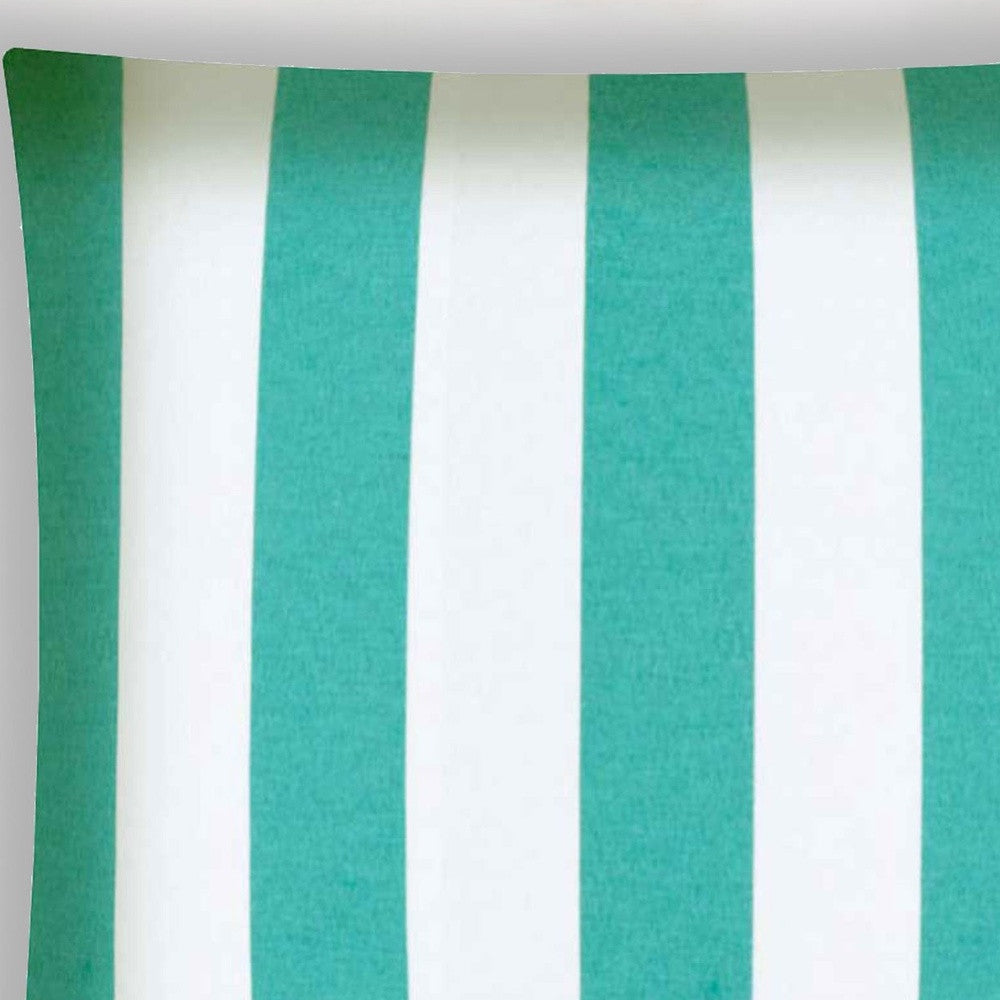 17" X 17" Turquoise And White Zippered Striped Throw Indoor Outdoor Pillow