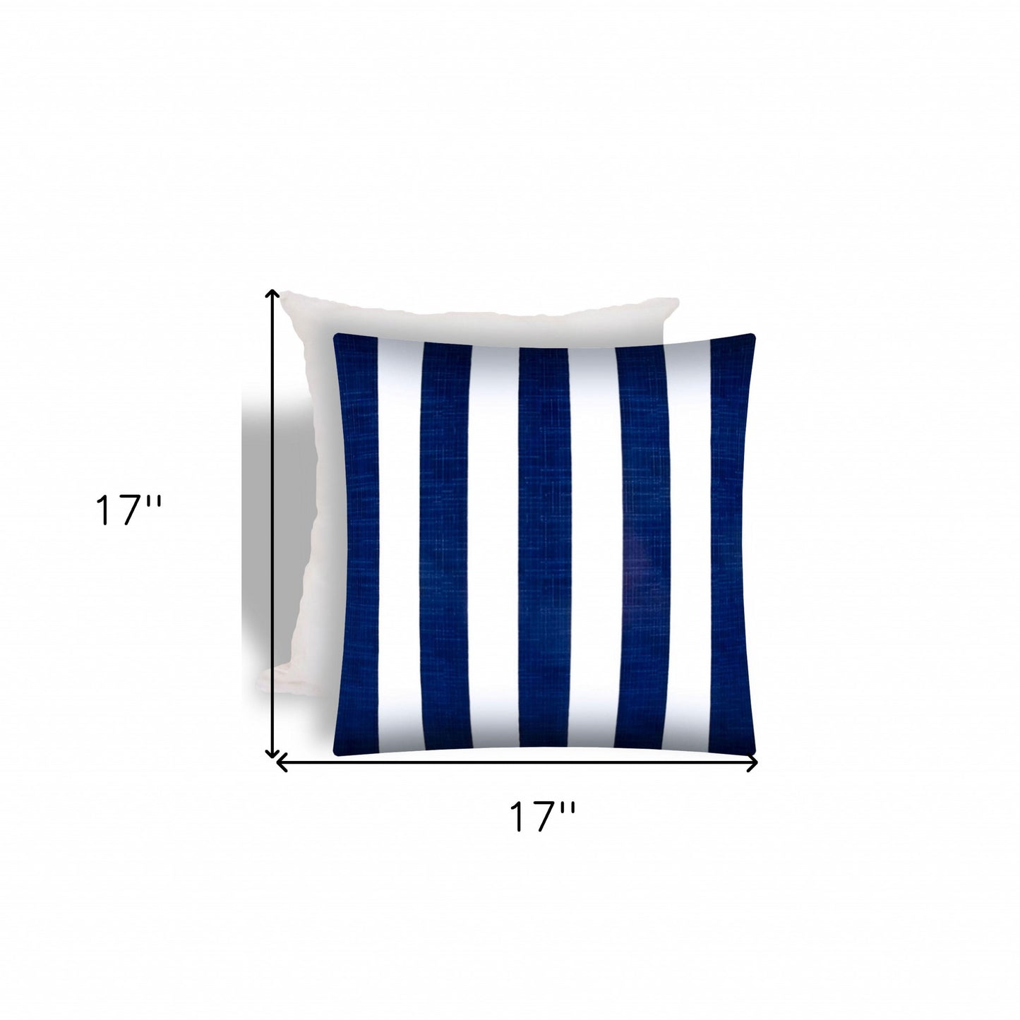 17" X 17" Navy Blue And White Zippered Striped Throw Indoor Outdoor Pillow