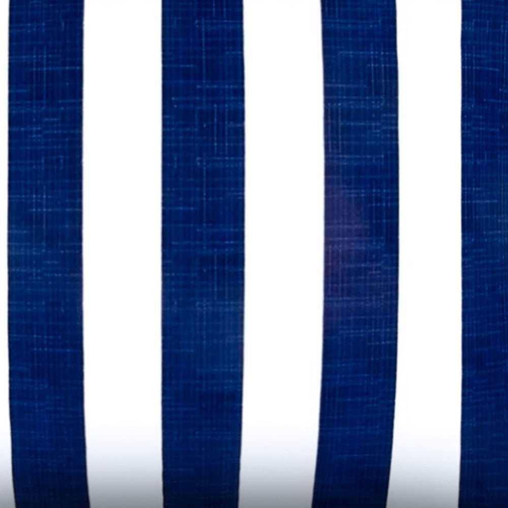 17" X 17" Navy Blue And White Zippered Striped Throw Indoor Outdoor Pillow