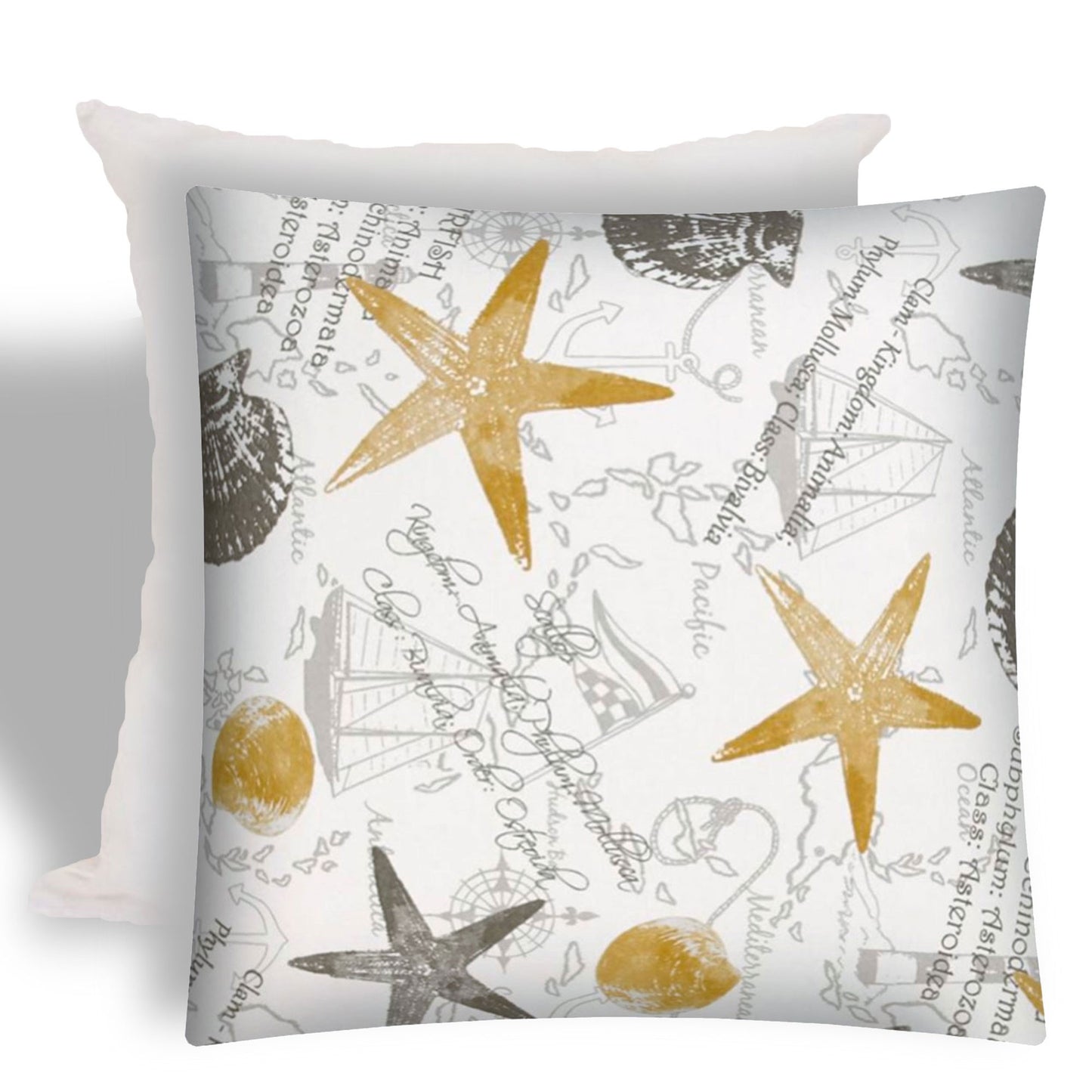 17" X 17" Gold And Cream Boat Zippered Coastal Throw Indoor Outdoor Pillow