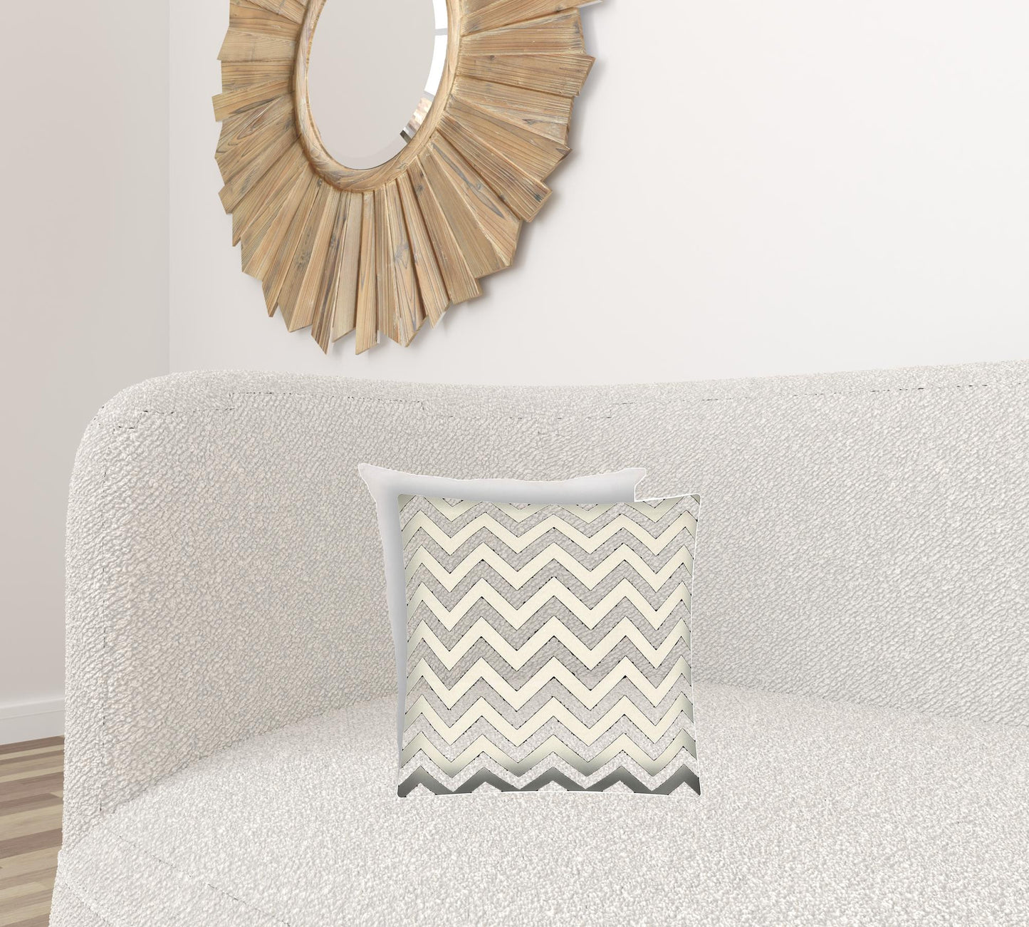 17" X 17" Black And Ivory Zippered Zigzag Throw Indoor Outdoor Pillow