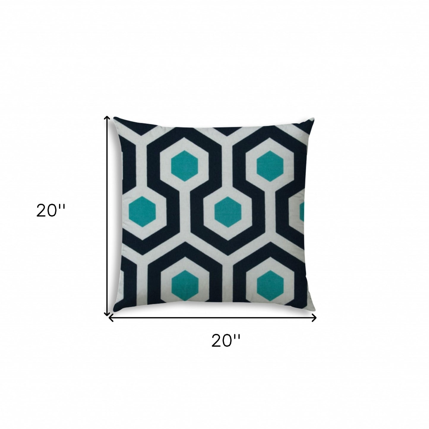 20" X 20" White And Aqua Blown Seam Trellis Throw Indoor Outdoor Pillow