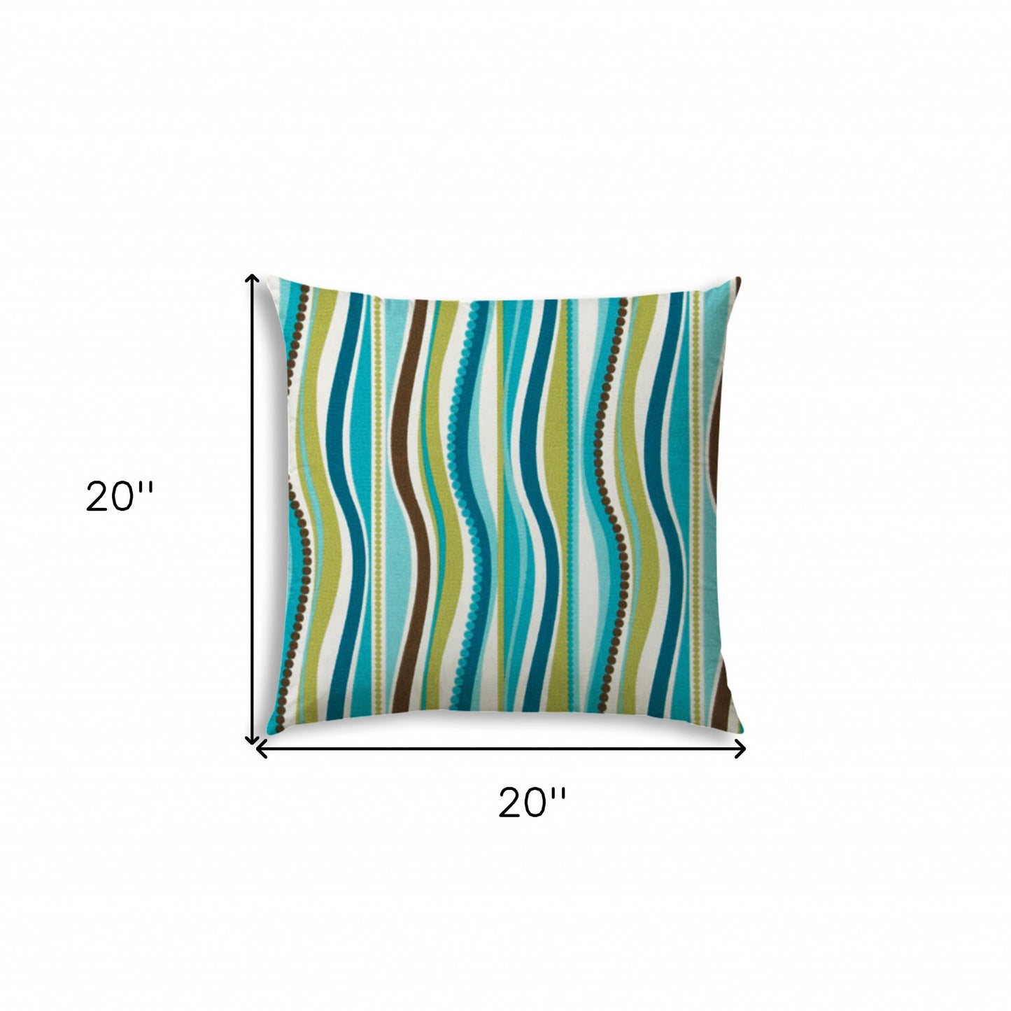 20" X 20" Aqua And Olive Blown Seam Striped Throw Indoor Outdoor Pillow