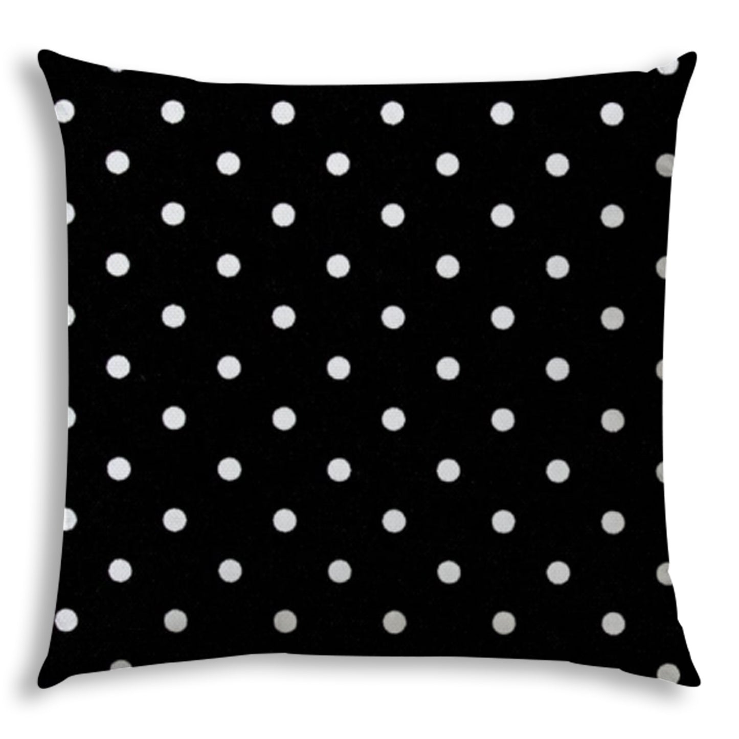 20" X 20" Black And White Blown Seam Polka Dots Throw Indoor Outdoor Pillow