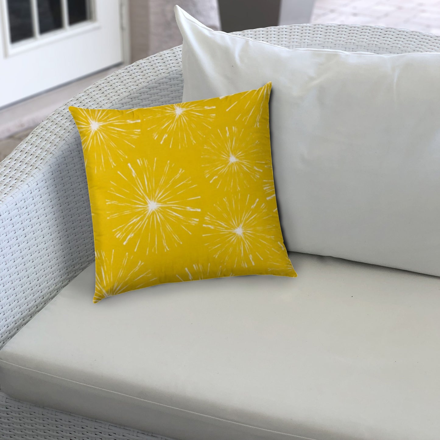 20" X 20" Cream And White Blown Seam Floral Throw Indoor Outdoor Pillow