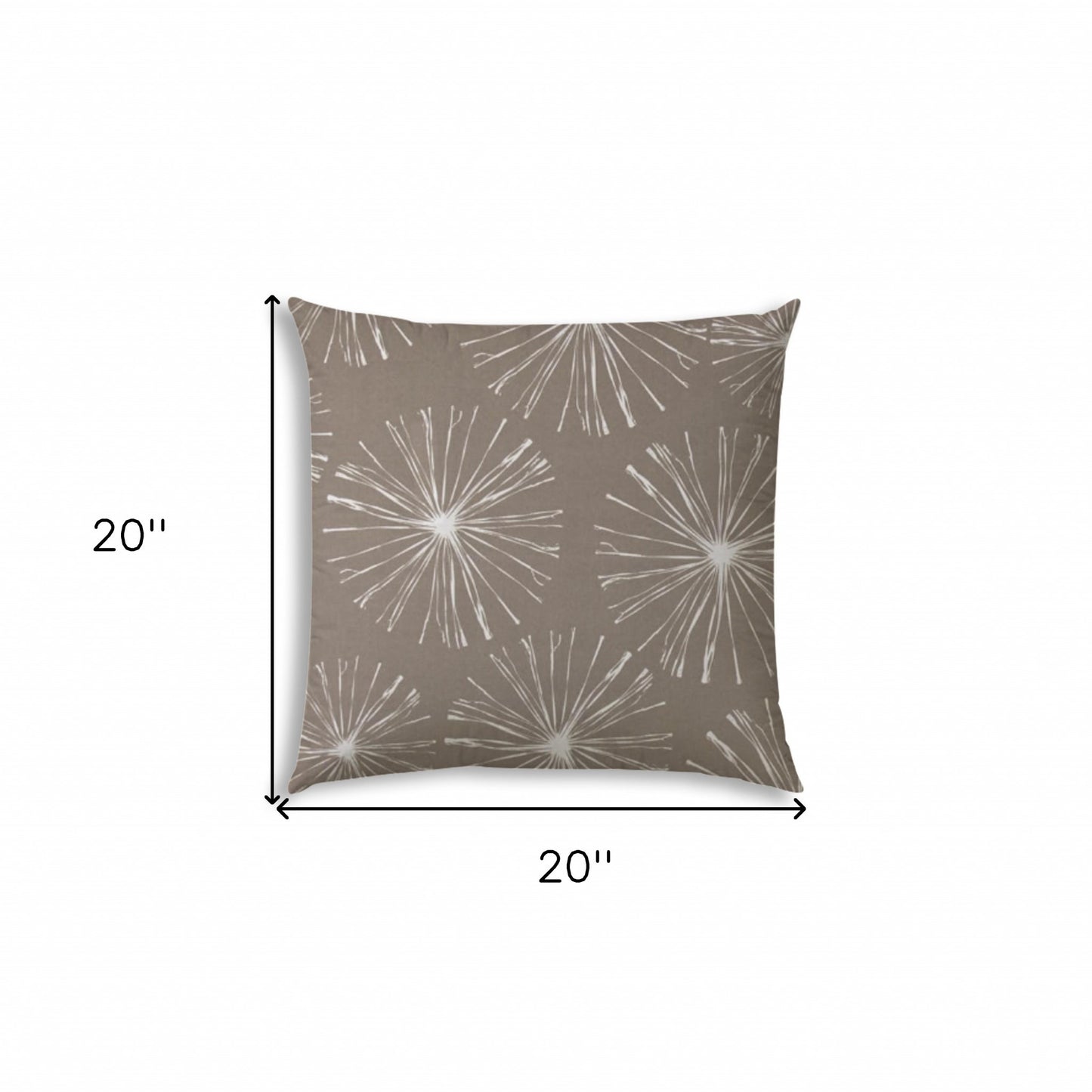 20" X 20" Taupe And White Blown Seam Floral Throw Indoor Outdoor Pillow