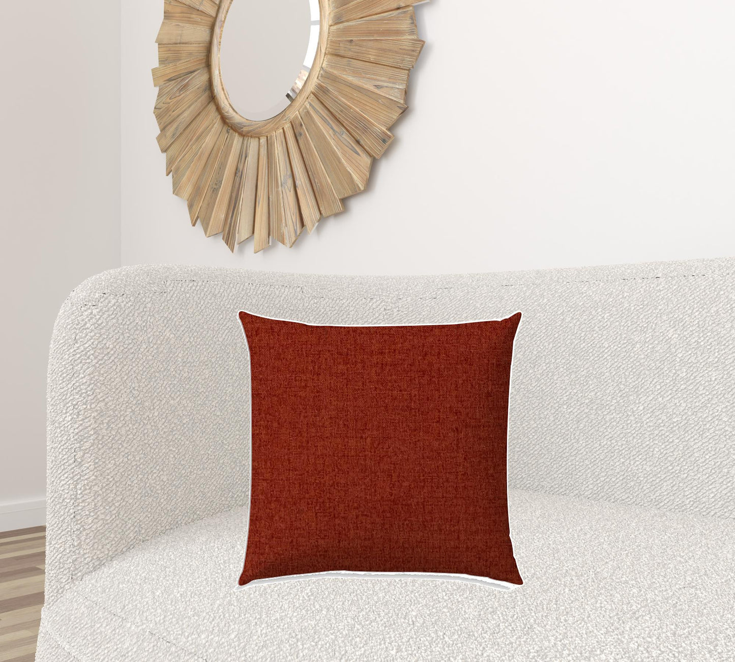 20" X 20" Brick And Red Blown Seam Solid Color Throw Indoor Outdoor Pillow