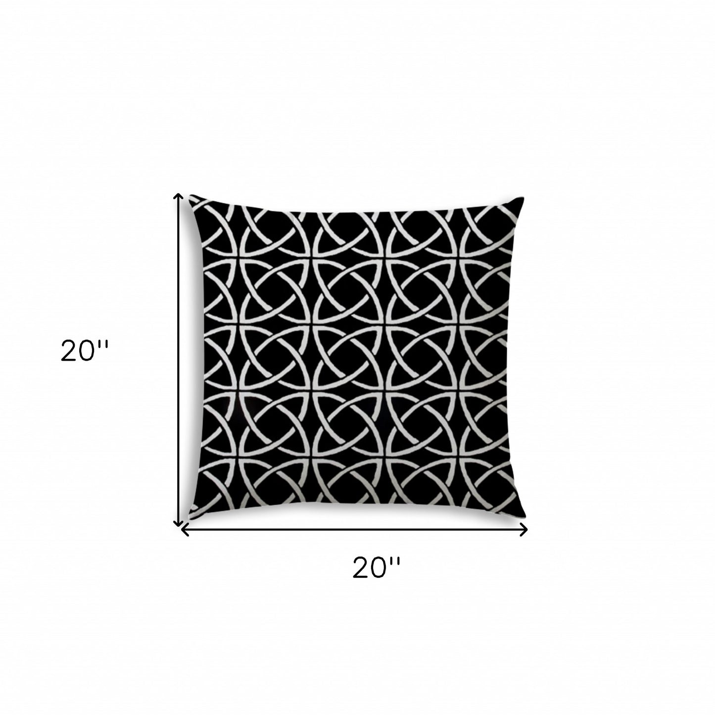 20" X 20" Black And White Blown Seam Interlocking Throw Indoor Outdoor Pillow